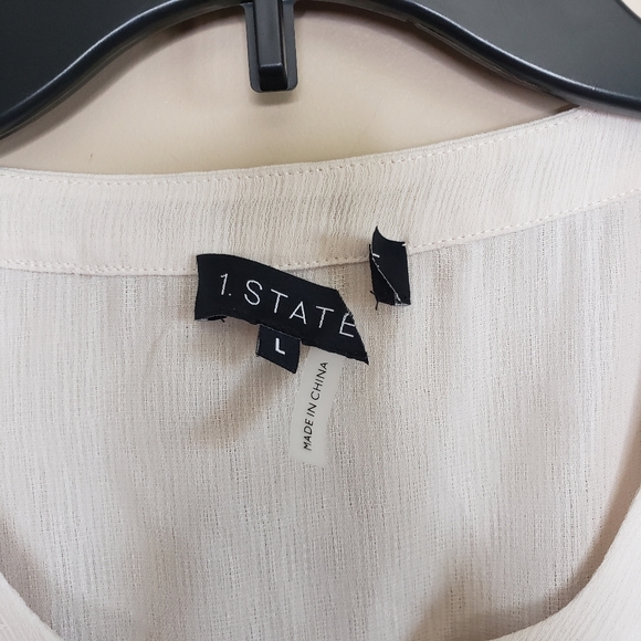 1 state gauze top with flounce sleeve in white swan L - Picture 5 of 6
